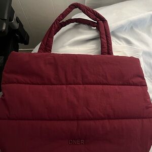 Burgundy Quilted Tote Bag